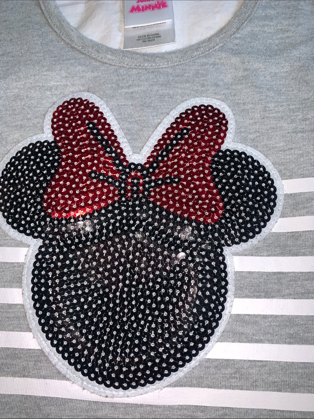 Disney Sequin Minnie Mouse Top 2T Gray White EUC - Picture 2 of 9